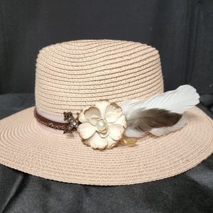 Light pink mesh fedora hat